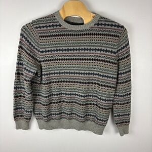 Croft & Barrow Mens Fair Isle Knit Sweater XL Gray‎ Multicolor Geometric